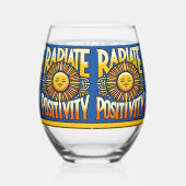 Stralenpositiviteit lachende zon wijnglas zonder voet (Rechts)