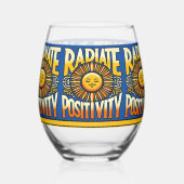 Stralenpositiviteit lachende zon wijnglas zonder voet (Links)