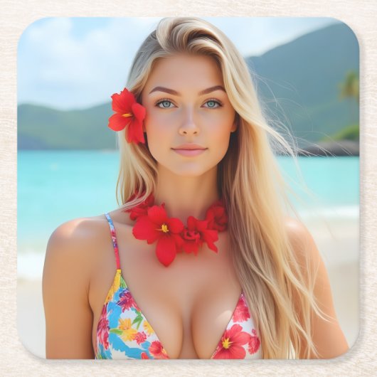 Straling door het Zee: Helena's Island Moment Kartonnen Onderzetters (Voorkant)