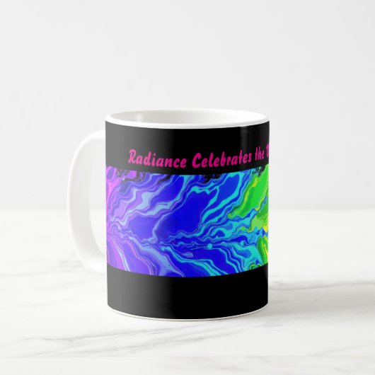 “Straling” – Een abstract Pride-patroon  Koffiemok (Voorkant links)