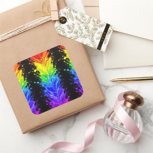 “Straling” – Een abstract trotspatroon  Vierkante Sticker (Geschenken)