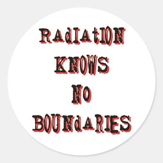 Straling kent geen grenzen anti-nucleair ronde sticker (Voorkant)