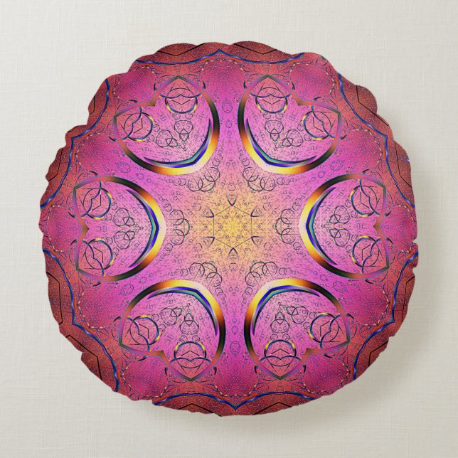 stralingscaleidoscoop van het hart rond kussen (Voorkant)