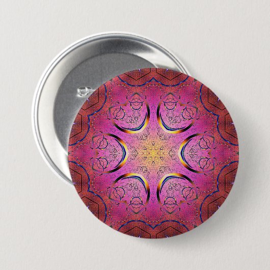 stralingscaleidoscoop van het hart ronde button 7,6 cm (Voorkant /achterkant)