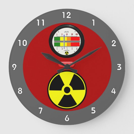 Stralingsgeiger tegeneffect Funny Wall Clock Grote Klok (Voorkant)