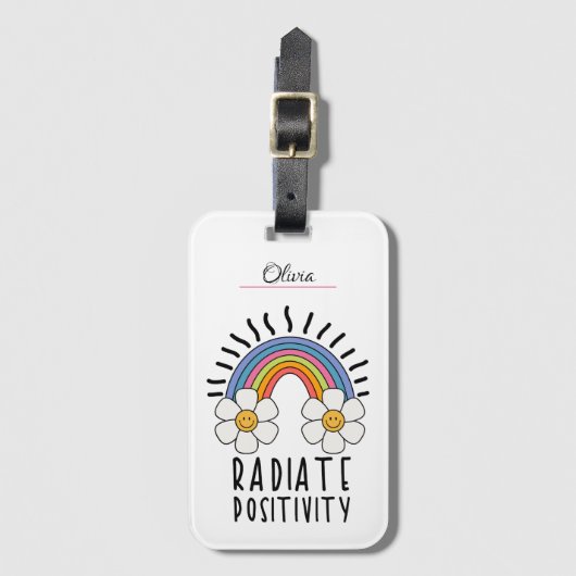 Stralingspositiviteit | Kleurrijke regenboog en bl Bagagelabel (Voorkant (verticaal))