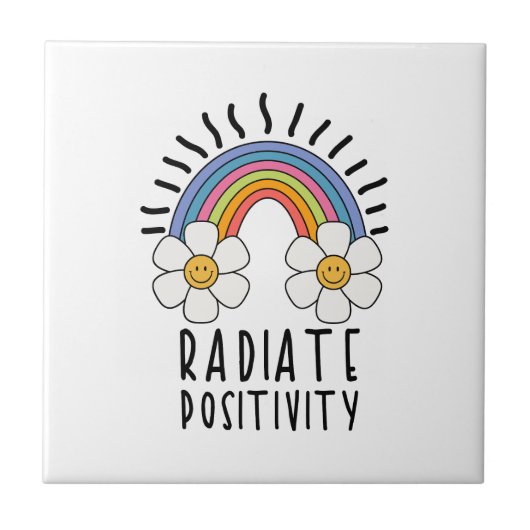 Stralingspositiviteit | Kleurrijke regenboog en bl Tegeltje (Voorkant)