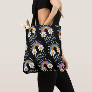 Stralingspositiviteit Kleurrijke regenboog en bl Tote Bag
