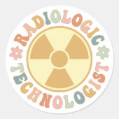Stralingssymbool, radiologisch technoloog ronde sticker (Voorkant)