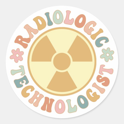 Stralingssymbool, radiologisch technoloog ronde sticker (Voorkant)