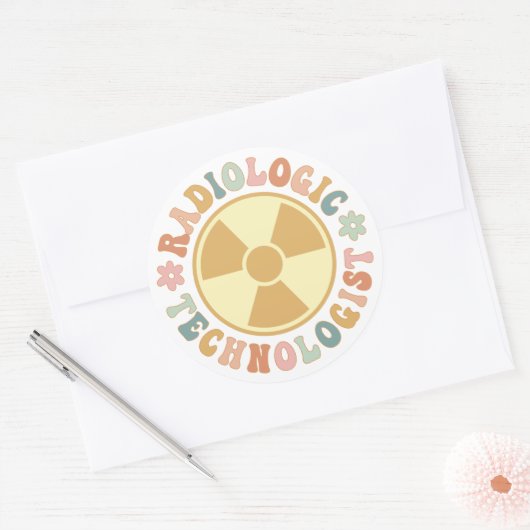 Stralingssymbool, radiologisch technoloog ronde sticker (Envelop)