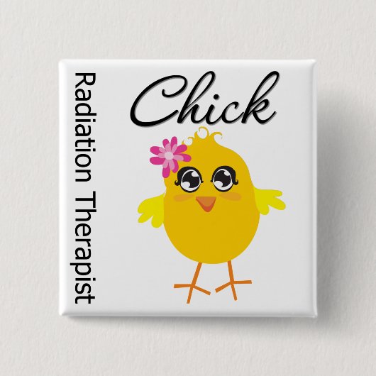 Stralingstherapist Chick Vierkante Button 5,1 Cm (Voorkant)