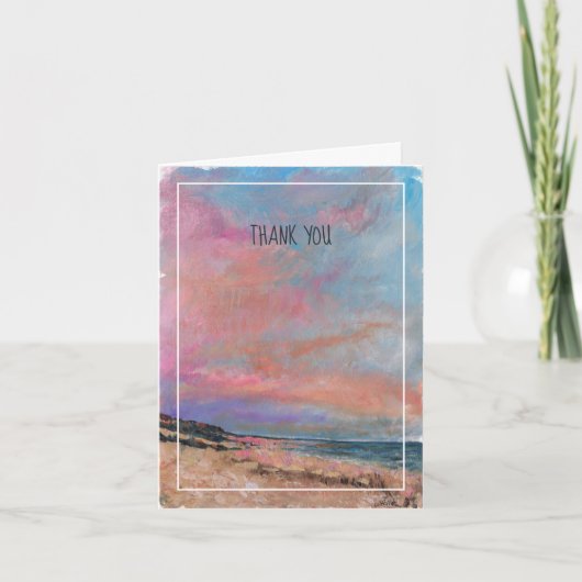 Stralmeer roze blauwe verf bedankkaart (Voorkant)