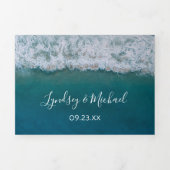 Strand 3 in 1 Bestemming Trouwen Drieluik Uitnodiging (Cover)