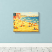  strand 4 juli Amerikaanse Onafhankelijkheidsdag Canvas Afdruk (Insitu (Houten vloer))