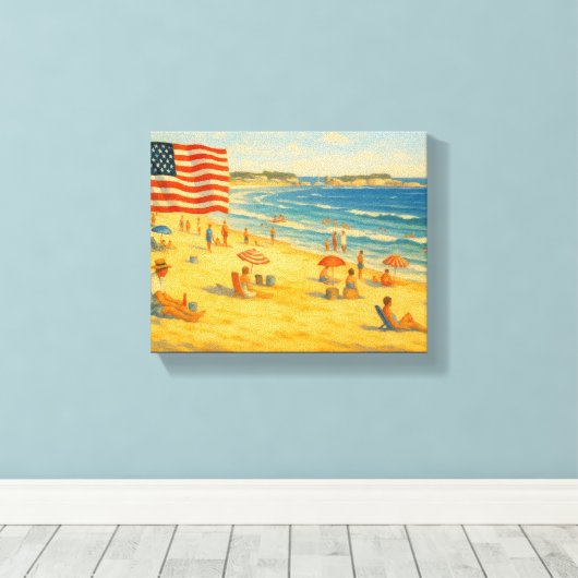  strand 4 juli Amerikaanse Onafhankelijkheidsdag Canvas Afdruk (Insitu (Houten vloer))