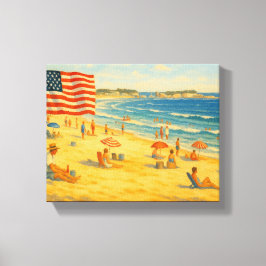 strand 4 juli Amerikaanse Onafhankelijkheidsdag Canvas Afdruk
