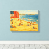 strand 4 juli Amerikaanse Onafhankelijkheidsdag Canvas Afdruk (Insitu (Houten vloer))