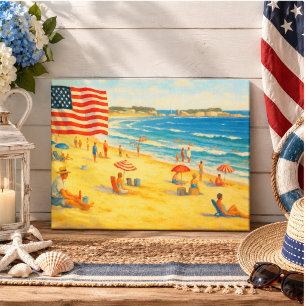strand 4 juli Amerikaanse Onafhankelijkheidsdag Canvas Afdruk