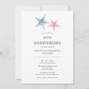 Strand 50e bruiloft Jubileum uitnodigingen
