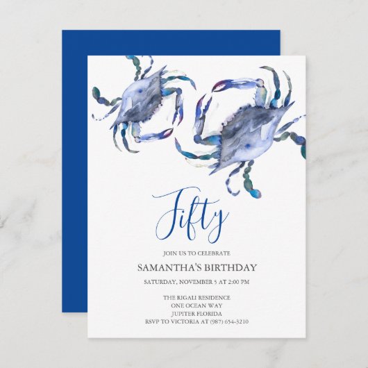 Strand 50e verjaardag Uitnodigingen Krab Boil (Voorkant / Achterkant)