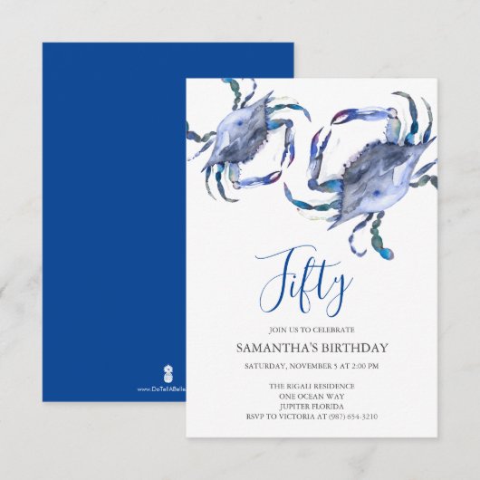 Strand 50e verjaardag Uitnodigingen Krab Boil (Voorkant / Achterkant)