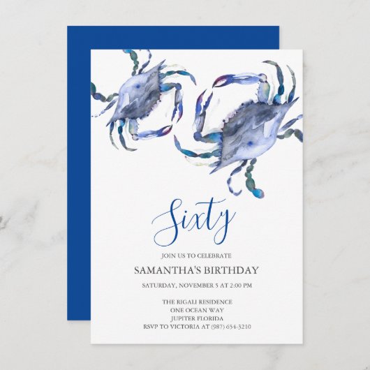 Strand 60e verjaardag uitnodigingen (Voorkant / Achterkant)