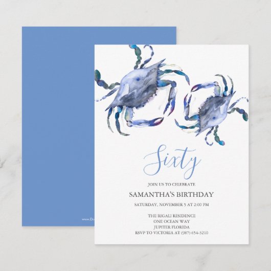 Strand 60e verjaardag uitnodigingen (Voorkant / Achterkant)