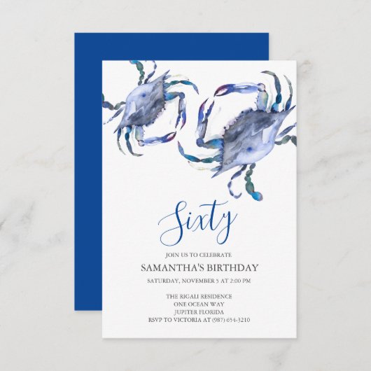 Strand 60e verjaardag uitnodigingen (Voorkant / Achterkant)