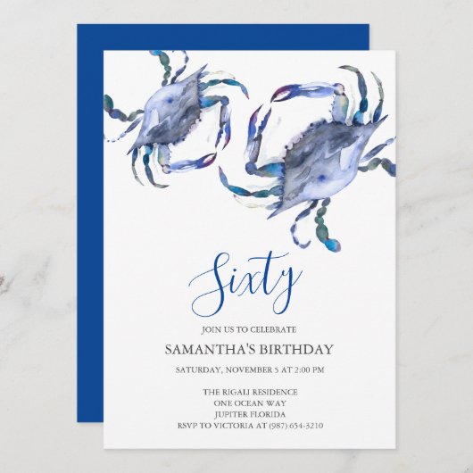 Strand 60e verjaardag Uitnodigingen Krab Boil (Voorkant / Achterkant)