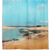 strand aan de lage zijkant (monding van de rivier) douchegordijn (Voorkant)