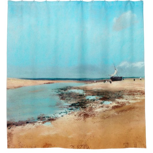 strand aan de lage zijkant (monding van de rivier) douchegordijn (Voorkant)