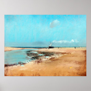 strand aan de lage zijkant (monding van de rivier) poster