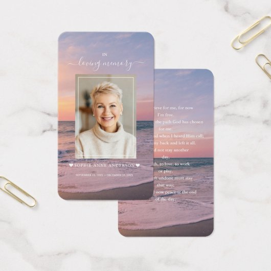 Strand Aan zee Ocean Sunset Foto Begrafenisgebed Visitekaartje (Kantoor)