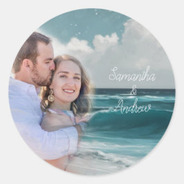 Strand aangepast foto-filter ronde sticker