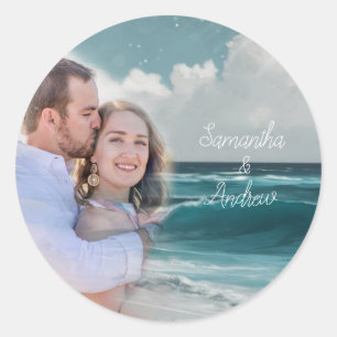 Strand aangepast foto-filter ronde sticker