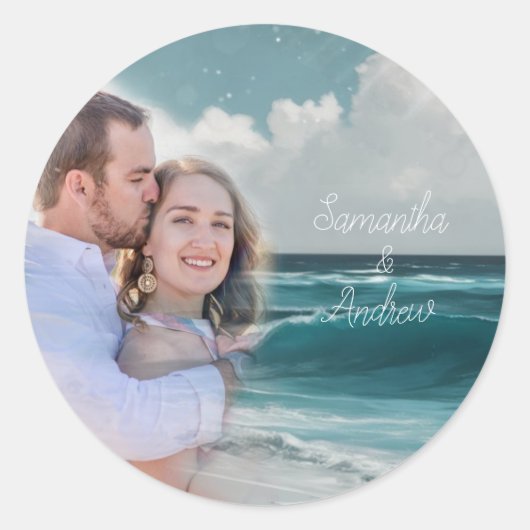 Strand aangepast foto-filter ronde sticker (Voorkant)