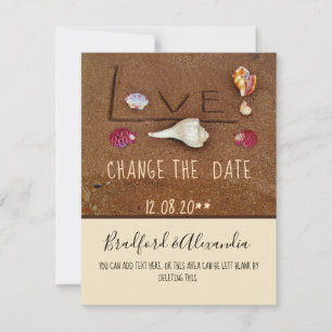 Strand aangepaste bruiloft Shells & Love Save The Date
