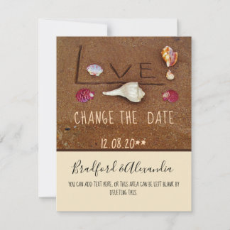 Strand aangepaste bruiloft Shells & Love Save The Date