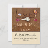 Strand aangepaste bruiloft Shells & Love Save The Date (Voorkant)