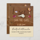 Strand aangepaste bruiloft Shells & Love Save The Date (Voorkant / Achterkant)