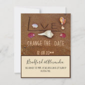 Strand aangepaste bruiloft Shells & Love Verander  Save The Date (Voorkant)