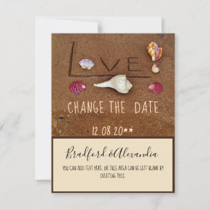 Strand aangepaste bruiloft Shells & Love Verander  Save The Date