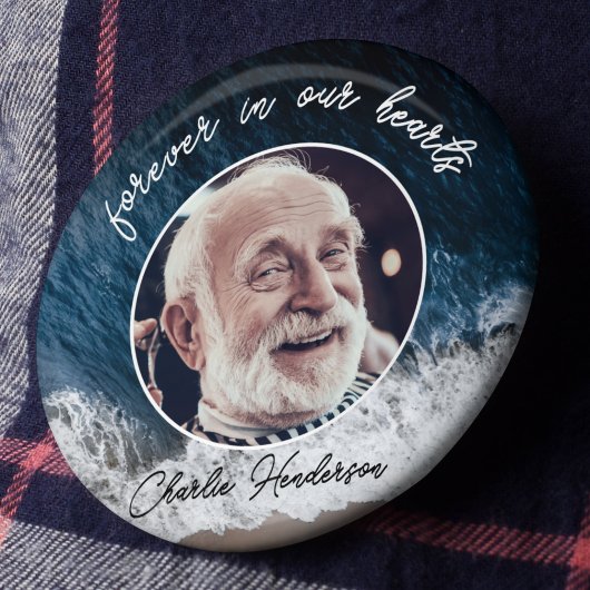 Strand Aangepaste tekst Begrafenis/Memorial Foto T Ronde Button 6,0 Cm