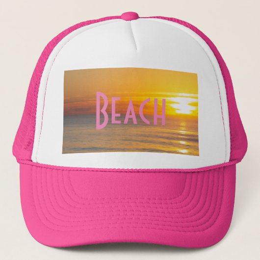 Strand aangepaste tekst Zonsopgang afbeelding Heet Trucker Pet (Voorkant)