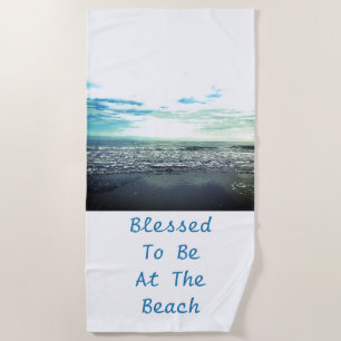 Strand Abstract Fotosjabloon Typografie Blauw Wit Strandlaken