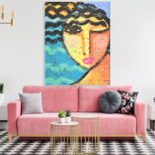 Strand Abstract Portret van een Vrouw op OSB Board Canvas Afdruk (Insitu (Woonkamer))