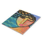 Strand Abstract Portret van een Vrouw op OSB Board Tegeltje (Zijkant)