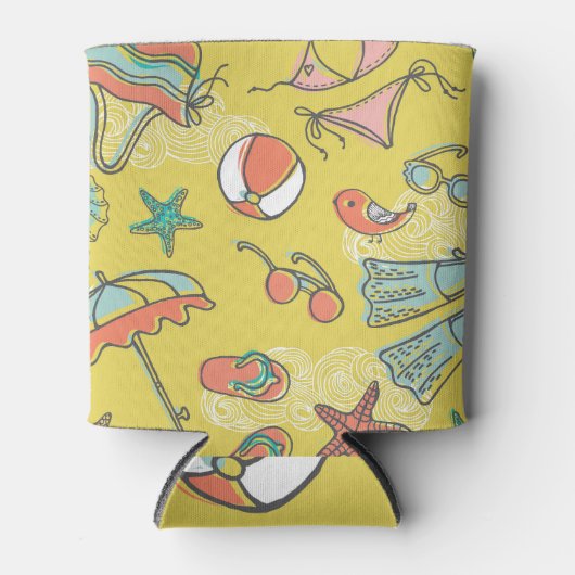 Strand Accessoires: Zomer naadloos patroon. Blikjeskoeler (Voorkant)