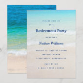 Strand Achtergrond Pensioen Party Uitnodiging (Voorkant / Achterkant)